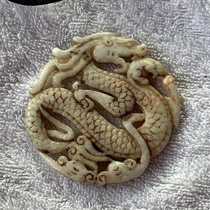 Hand Carved Jade Dragon Pendant